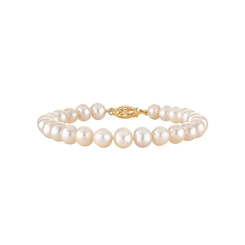 6MM Pearl 7.5-inch Bracelet in 14KT Yellow Gold