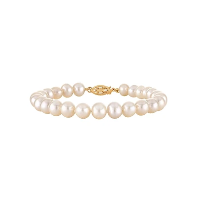 6MM Pearl 7.5-inch Bracelet in 14KT Yellow Gold