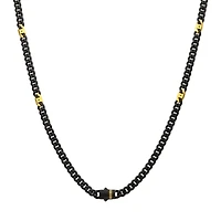 Inox 24-inch 6MM Black IP Stainless Steel Miami Cuban Chain with Black Sapphire