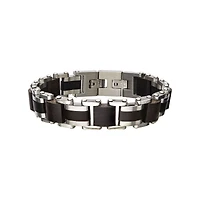Inox Stainless Steel and Ebony Wood Link 8.25-inch Bracelet