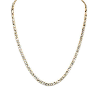 14KT Two-Tone Gold 22-inch 4.5MM Double-Sided Diamond-Cut Curb Chain
