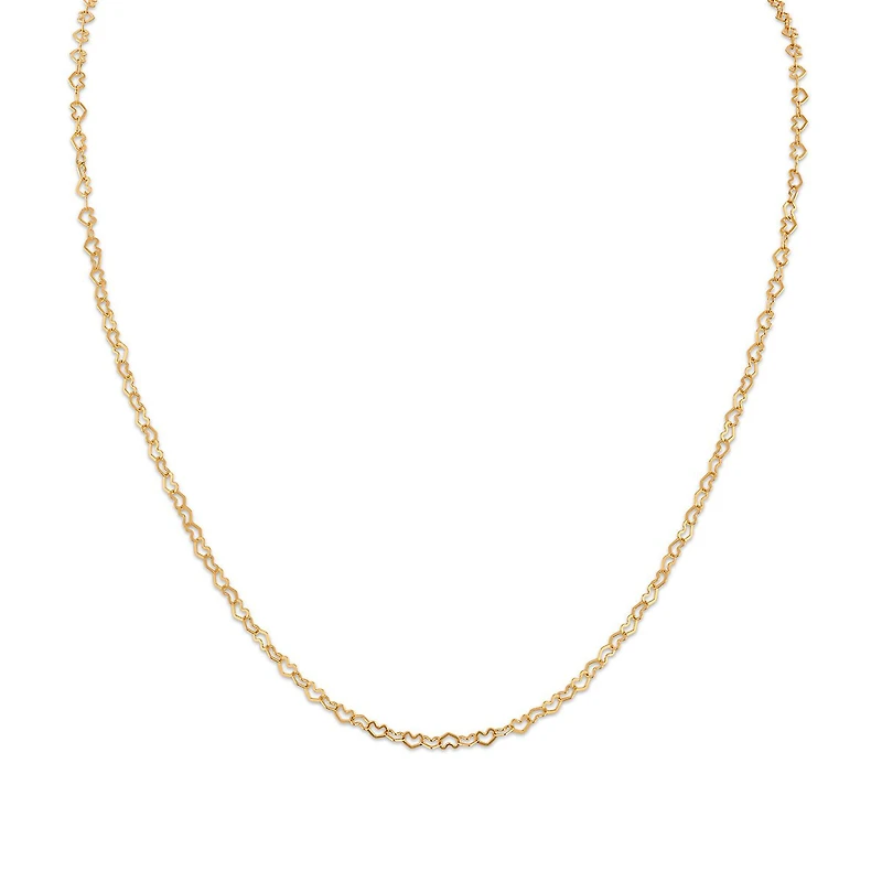 10KT Yellow Gold 18-inch 2.5MM Heart Link Necklace