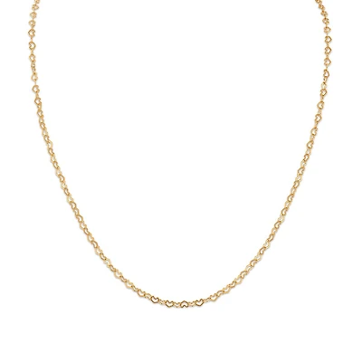 10KT Yellow Gold 18-inch 2.5MM Heart Link Necklace