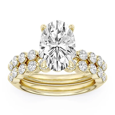 Signature EcoLove Diamond Dreams 4-1/3 CTW 100 Facet Centurion Lab Grown Diamond Bridal Set in 18KT Yellow Gold