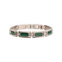 Inox Stainless Steel Malachite Stone Inlay 8.5-inch Bracelet