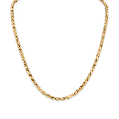 14KT Yellow Gold 22-inch 4MM Diamond-Cut Rope Chain