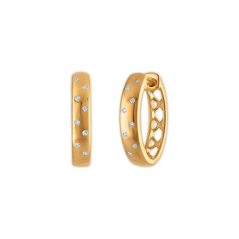 Natural Diamond Accent Hoop Earrings in Gold Plated Sterling Silver