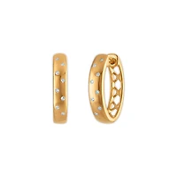 Natural Diamond Accent Hoop Earrings in Gold Plated Sterling Silver