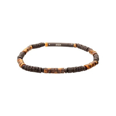Inox Magma Tiger Heishi Bead Bracelet