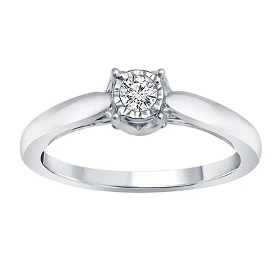 1/4 CTW Natural Diamond Illusion Set Solitaire Ring in 10KT White Gold