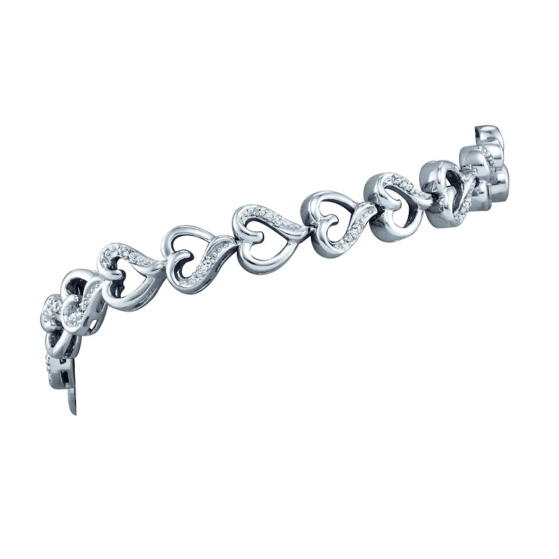 1/20 CTW Natural Diamond Heart 7-inch Bracelet in Sterling Silver