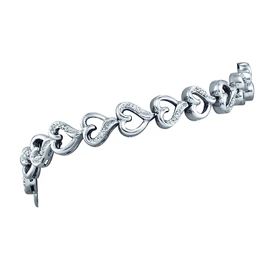 1/20 CTW Natural Diamond Heart 7-inch Bracelet in Sterling Silver