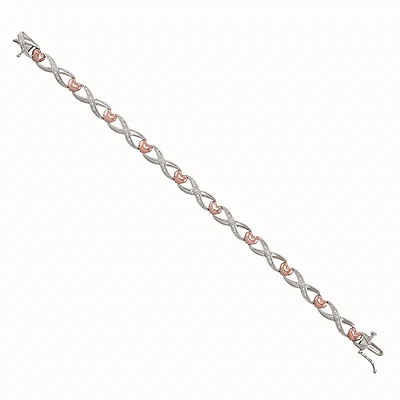 1/10 CTW Natural Diamond Heart Infinity 7-inch Bracelet in Sterling Silver