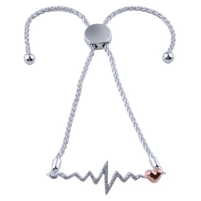 1/14 CTW Natural Diamond Bolo 7-inch Bracelet in Sterling Silver