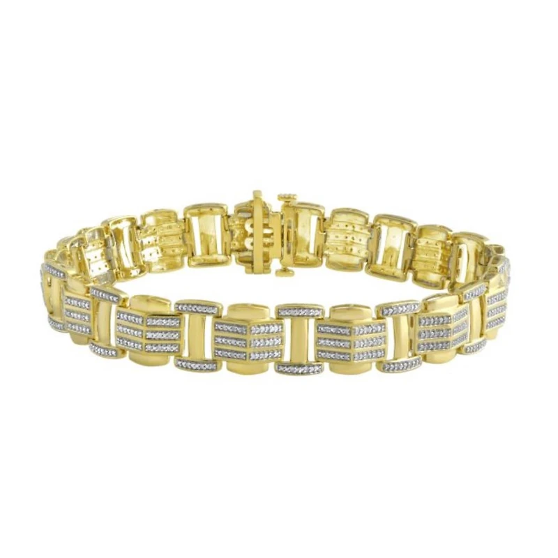 1/2 CTW Natural Diamond 8.5-inch Bracelet in Gold Plated Sterling Silver