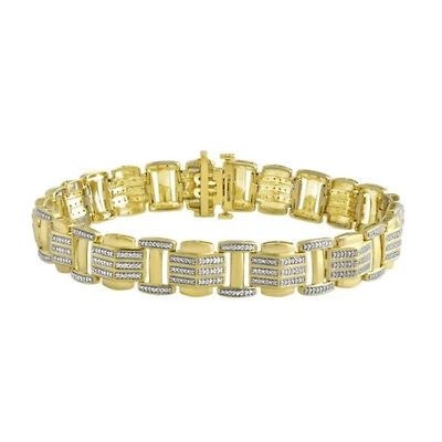 1/2 CTW Natural Diamond 8.5-inch Bracelet in Gold Plated Sterling Silver