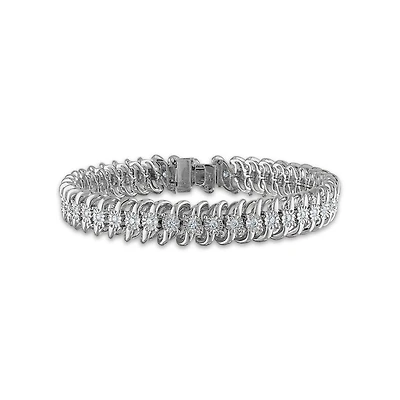1 CTW Natural Diamond 7.5-inch Tennis Bracelet in Sterling Silver