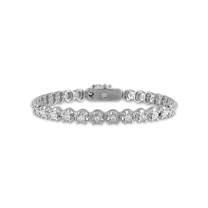 1 CTW Natural Diamond 7.5-inch Tennis Bracelet in Sterling Silver