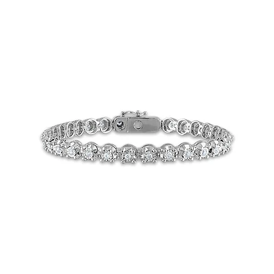 1 CTW Natural Diamond 7.5-inch Tennis Bracelet in Sterling Silver