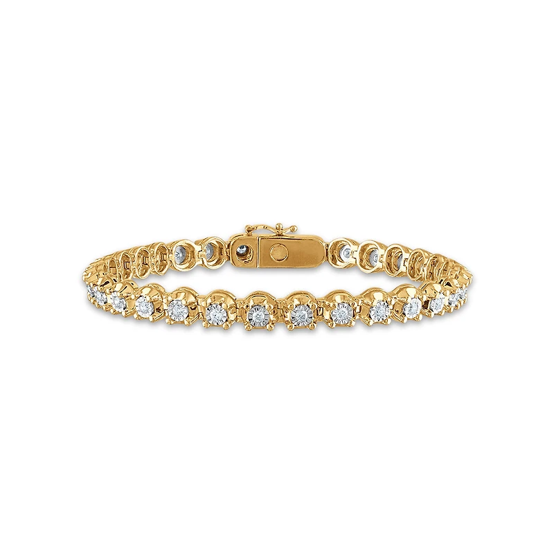 1 CTW Natural Diamond 7.5-inch Tennis Bracelet in 10KT Yellow Gold Plated Sterling Silver