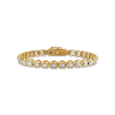 1 CTW Natural Diamond 7.5-inch Tennis Bracelet in 10KT Yellow Gold Plated Sterling Silver
