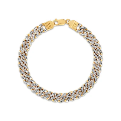 Luxe Layers 1/3 CTW Natural Diamond Cuban Link 8.5-inch Bracelet in Yellow Gold Plated Sterling Silver