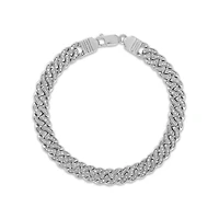 Luxe Layers 1/3 CTW Natural Diamond Cuban Link 8.5-inch Bracelet in Rhodium Plated Sterling Silver