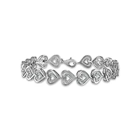 1/10 CTW Natural Diamond Heart 7.5-inch Bracelet in Rhodium Plated Sterling Silver