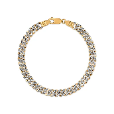 Luxe Layers 1/4 CTW Natural Diamond Cuban Link 8.5-inch Bracelet in Yellow Gold Plated Sterling Silver