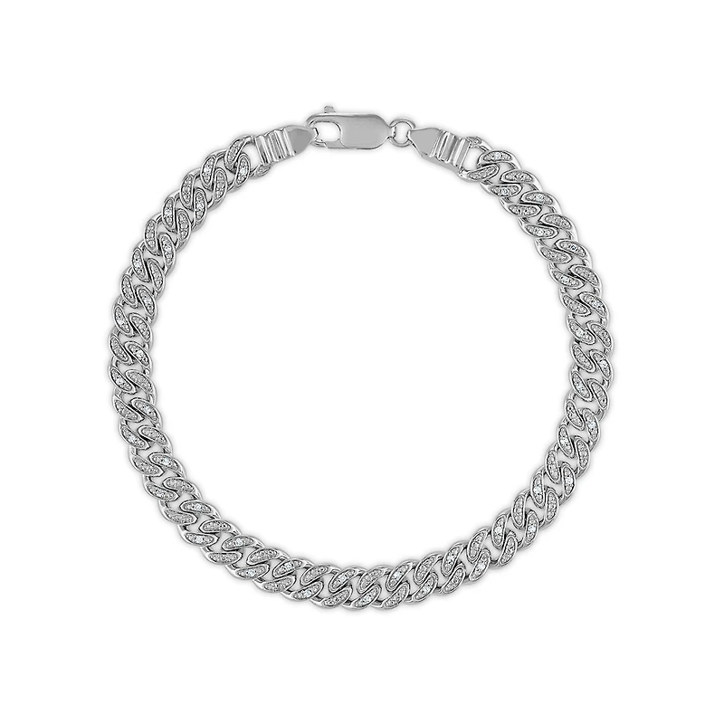 Luxe Layers 1/4 CTW Natural Diamond Cuban Link 8.5-inch Bracelet in Rhodium Plated Sterling Silver