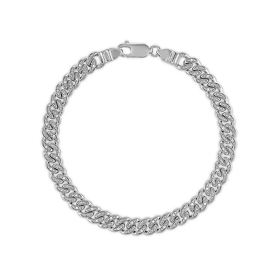 Luxe Layers 1/4 CTW Natural Diamond Cuban Link 8.5-inch Bracelet in Rhodium Plated Sterling Silver