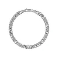 Luxe Layers 1/4 CTW Natural Diamond Cuban Link 8.5-inch Bracelet in Rhodium Plated Sterling Silver
