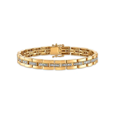 1/4 CTW Natural Diamond 7.25-inch Bracelet in Yellow Gold Plated Sterling Silver