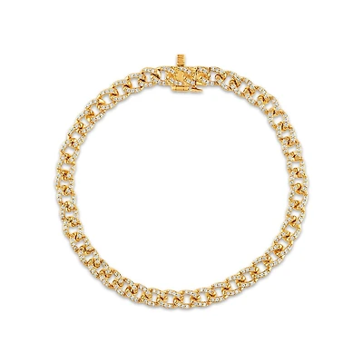 3/4 CTW Natural Diamond Cuban Link Fashion 7-inch Bracelet in 10KT Yellow Gold