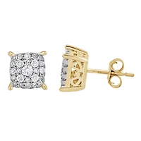 1/2 CTW Natural Diamond Cluster Stud Earrings in 10KT Yellow Gold