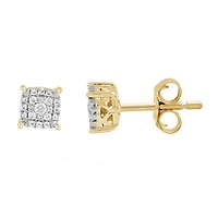 1/7 CTW Natural Diamond Cluster Stud Earrings in 10KT Yellow Gold
