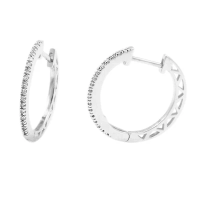 1/10 CTW Natural Diamond Hoop Earrings in 10KT White Gold