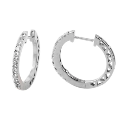 1/4 CTW Natural Diamond Hoop Earrings in 10KT White Gold