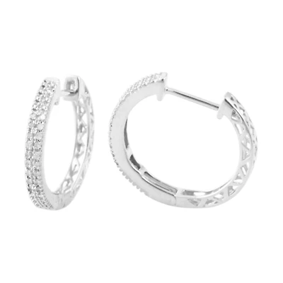 1/10 CTW Natural Diamond Hoop Earrings in 10KT White Gold