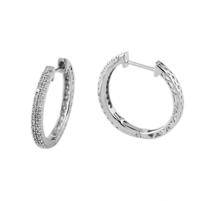 1/4 CTW Natural Diamond Hoop Earrings in 10KT White Gold