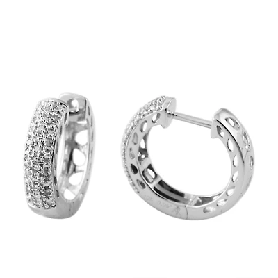 1/10 CTW Natural Diamond Hoop Earrings in 10KT White Gold
