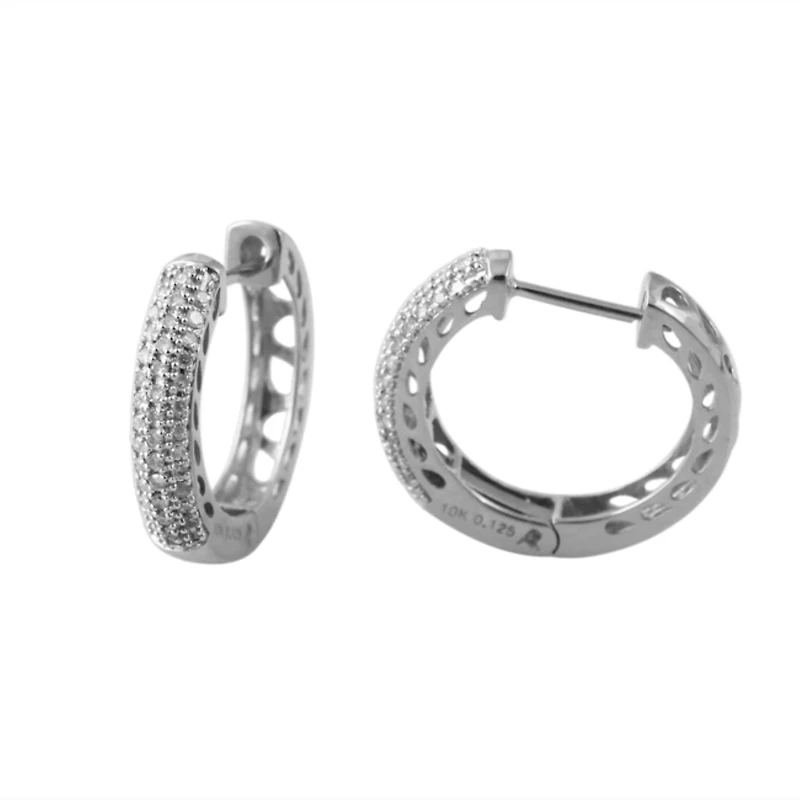 1/4 CTW Natural Diamond Hoop Earrings in 10KT White Gold