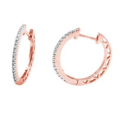 1/10 CTW Natural Diamond Hoop Earrings in 10KT Rose Gold