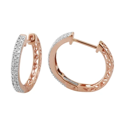 1/10 CTW Natural Diamond Hoop Earrings in 10KT Rose Gold