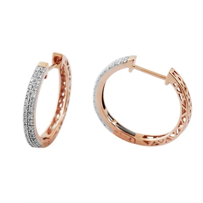 1/4 CTW Natural Diamond Hoop Earrings in 10KT Rose Gold