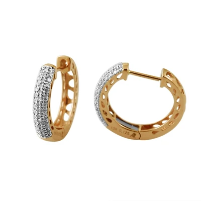 1/4 CTW Natural Diamond Hoop Earrings in 10KT Yellow Gold