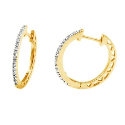 1/10 CTW Natural Diamond Hoop Earrings in 10KT Yellow Gold