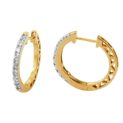 1/4 CTW Natural Diamond Hoop Earrings in 10KT Yellow Gold