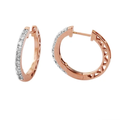 1/4 CTW Natural Diamond Hoop Earrings in 10KT Rose Gold