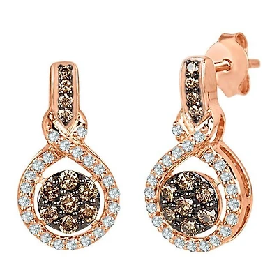 Mochaccino 1/2 CTW Natural Diamond Drop & Dangle Earrings in 10KT Rose Gold